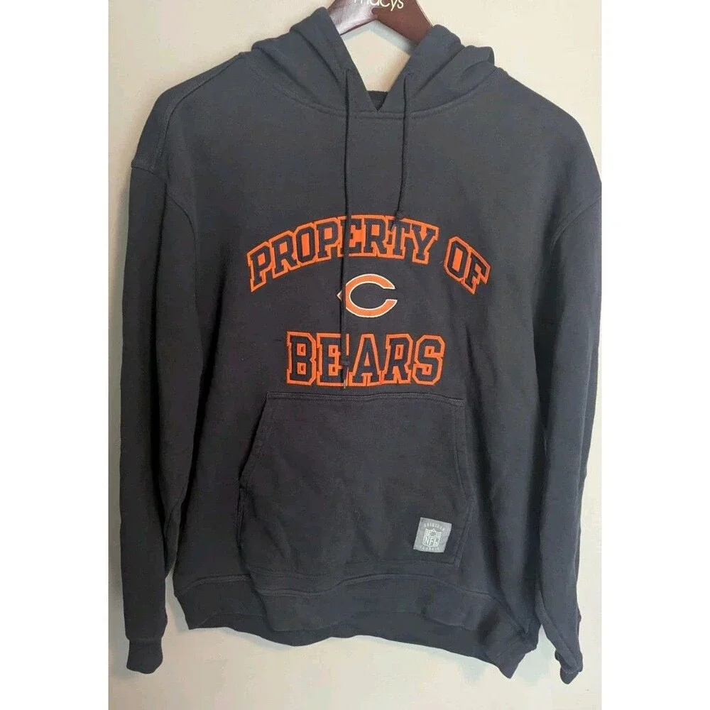 Y2K Chicago Bears Blue Hoodie Sweatshirt Size Large Reebok Gridiron Classic